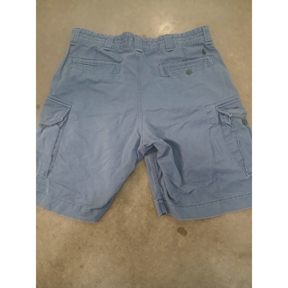 Vintage Polo Ralph Lauren BLUE Cargo Shorts Mens 36'fits 38w Khaki Chino Preppy - Picture 10 of 11